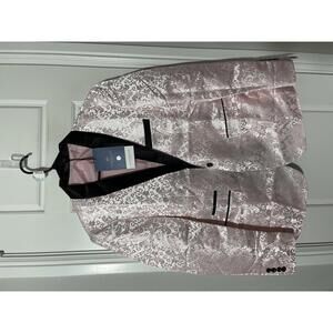 CloudStyle Suits for Men Size LG Pink Embossed Shawl Lapel 2 Pieces M659